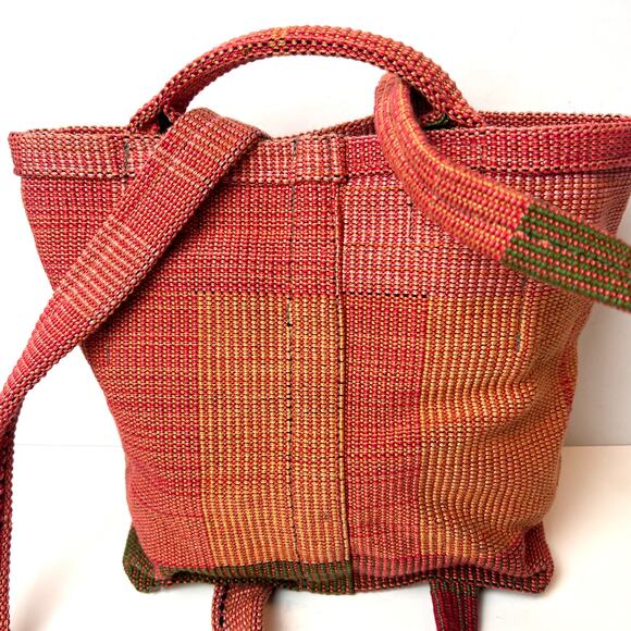 Kelly Marshall Custom Hand-Woven Mayan Backpack Bag Purse Boho Hippie Red Orange main image 10